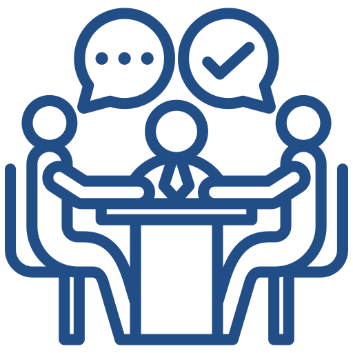 Business meeting icon representing strategic client meetings