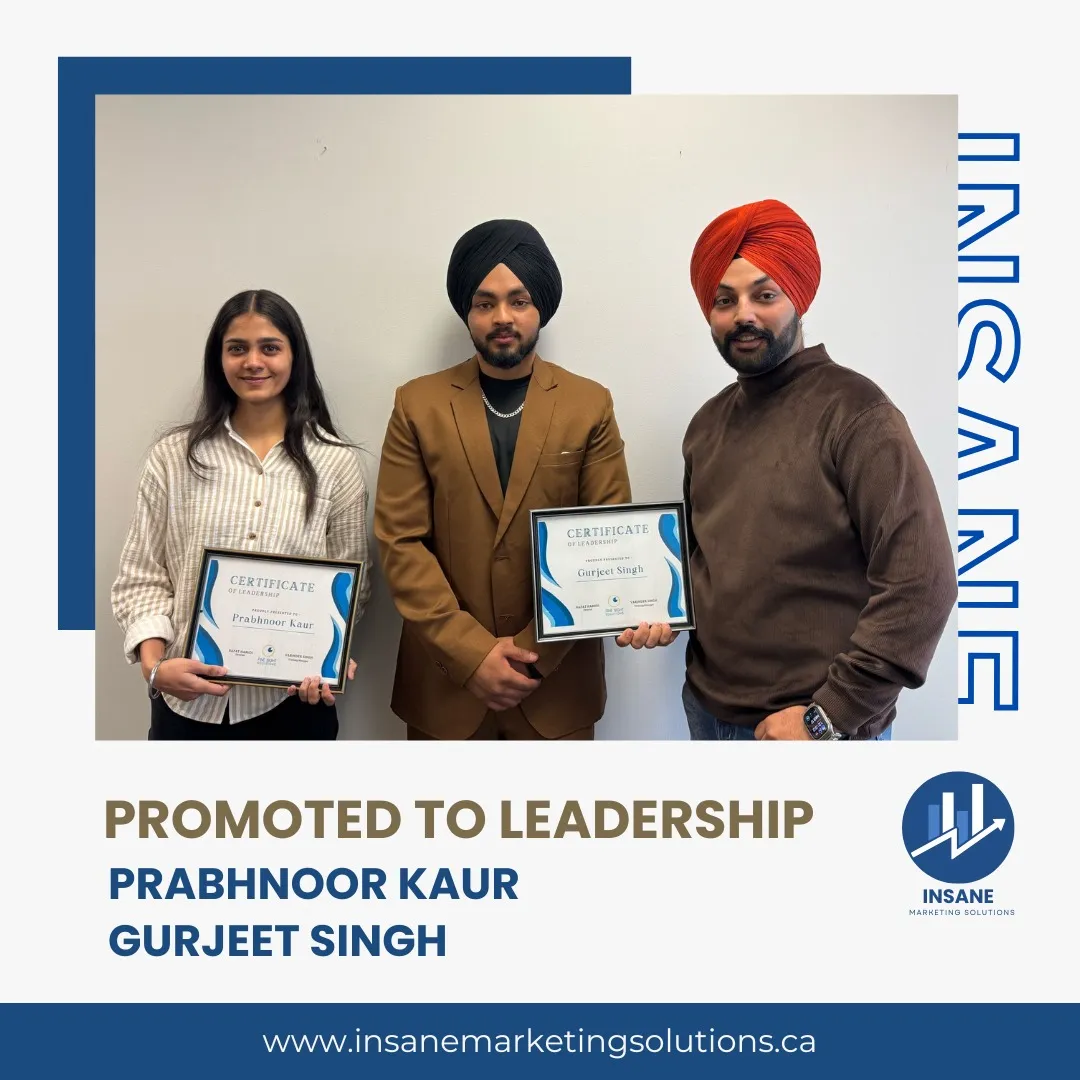 Team Promotion and Recognition at Insane Marketing Solutions.