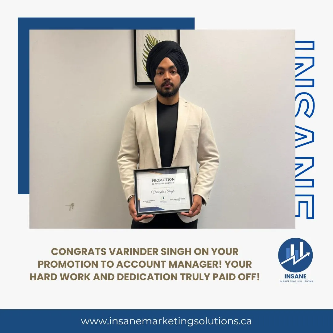 Celebrating Achievements for Vrindar Singh at Insane Marketing Solutions.
